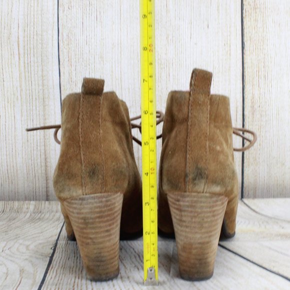 Lucky Brand Brown Suede Lace-up Heeled Ankle Boots Size 9 M - Picture 7 of 9